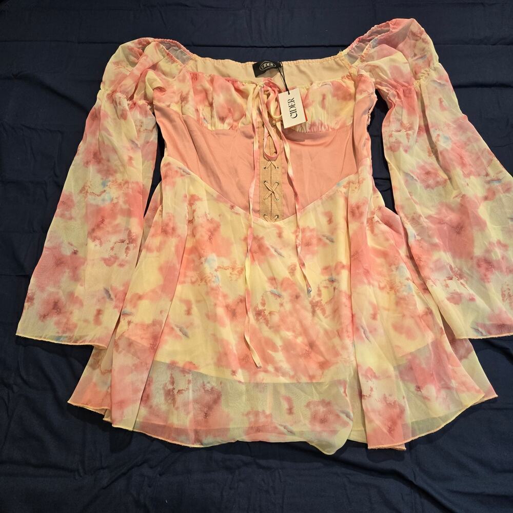 NWT Cider Enchanted Moments Corset Minidress Size L Milkmaid Ren Fair